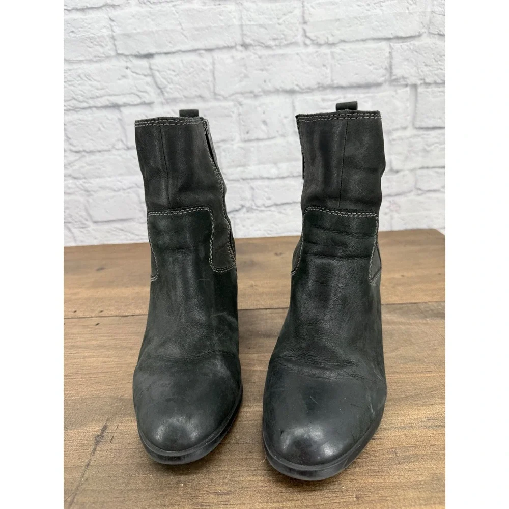 Sperry Top-Sider Dasher Grace Black Leather Ankle Booties Heeled Moto Boots 10